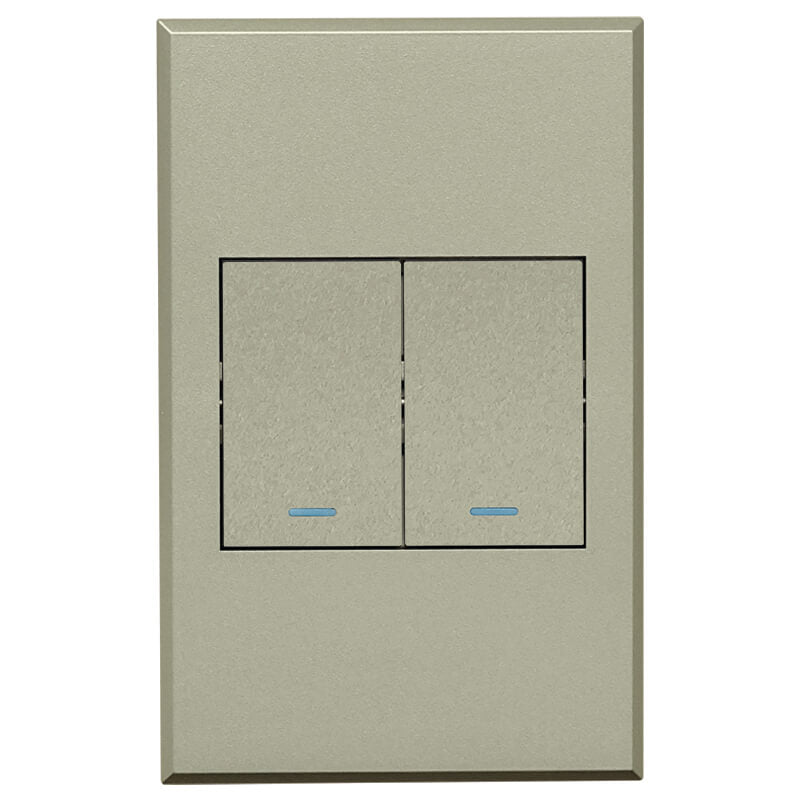 3V102 2Lever 1x 2way + 1xBell Press Switch 100x50mm Veti3 - Colour Options