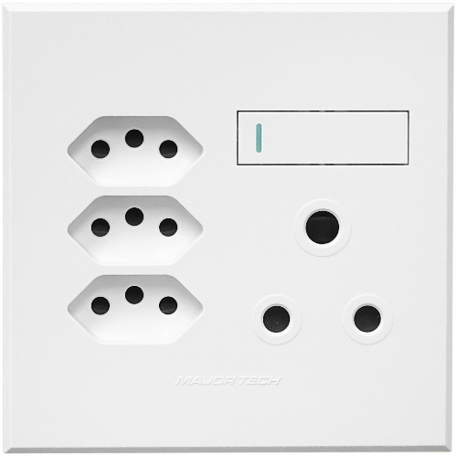 3VW25 1x16A + 3x Euro Slim Socket Outlet 100x100mm White Veti - Online Electrical