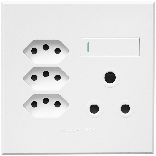 3VW25 1x16A + 3x Euro Slim Socket Outlet 100x100mm White Veti - Online Electrical