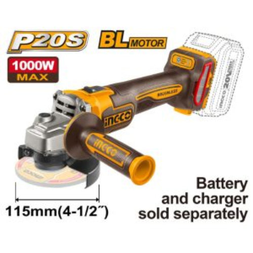 Ingersoll Rand angle grinder with P20S, BL Motor, and 1000W MAX branding on a white background.