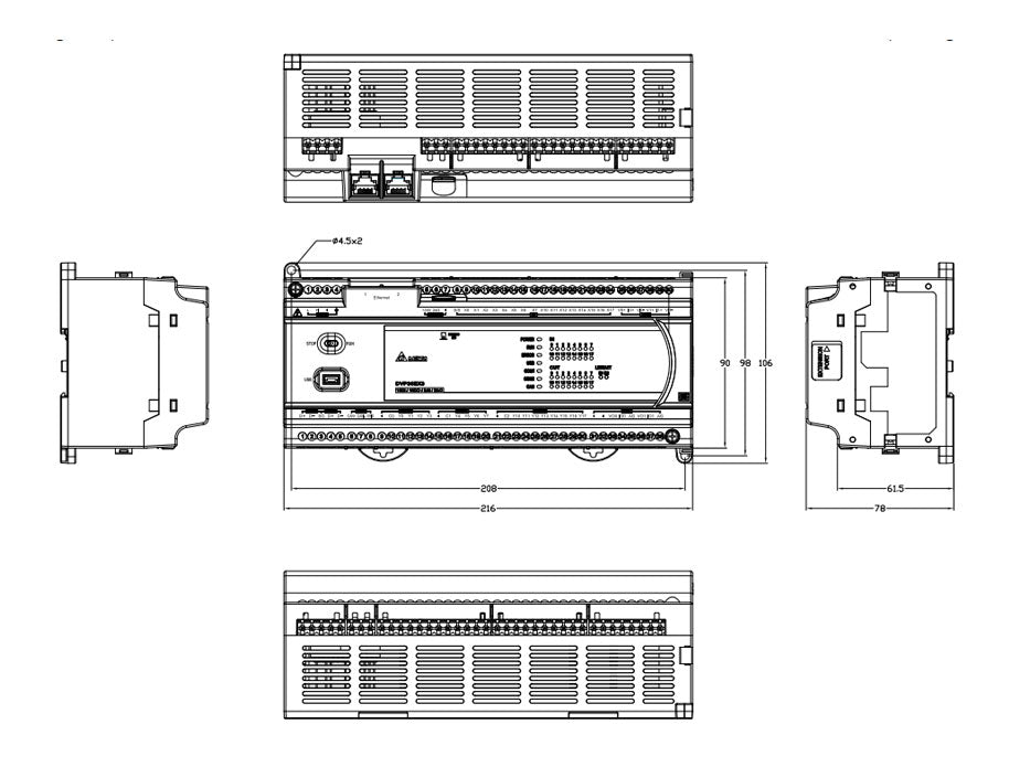 DVP36EX300R 16DI+16DO 2AI+2AO 230VAC PLC RELAY