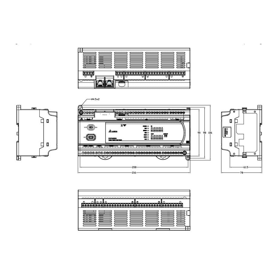 DVP36EX300T 16DI+16DO 2AI+2AO 230VAC PLC Transit (NPN)