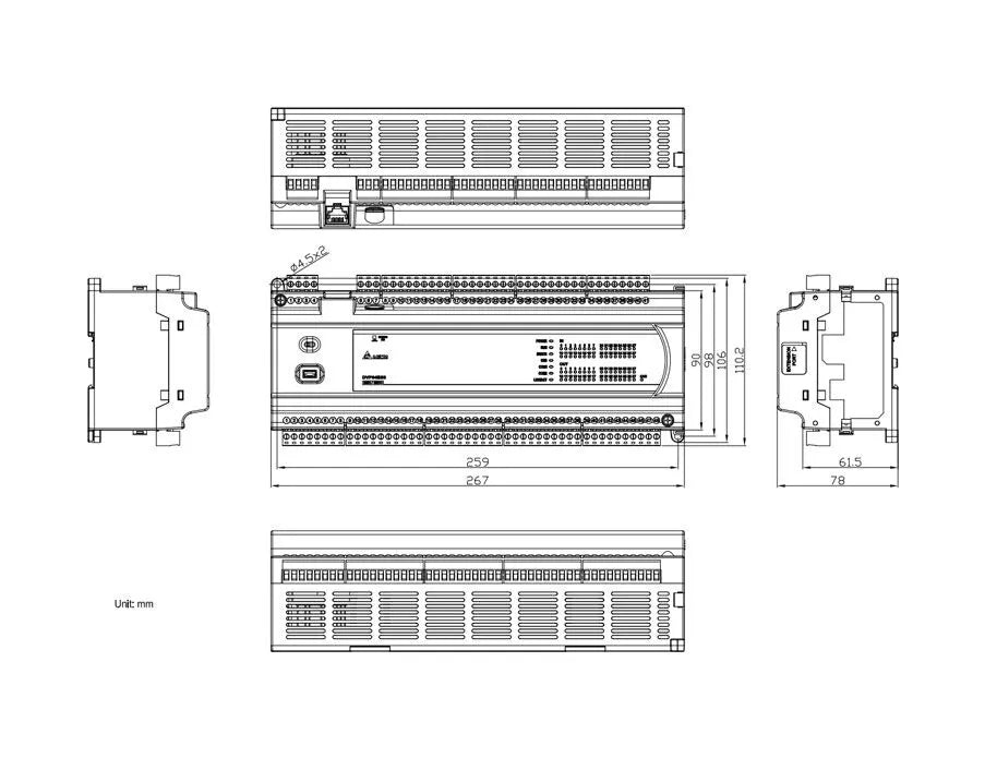 DVP64ES300T 32DI+32DO ES3 230VAC PLC Transit (NPN)