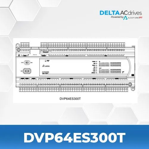 DVP64ES300T 32DI+32DO ES3 230VAC PLC Transit (NPN)