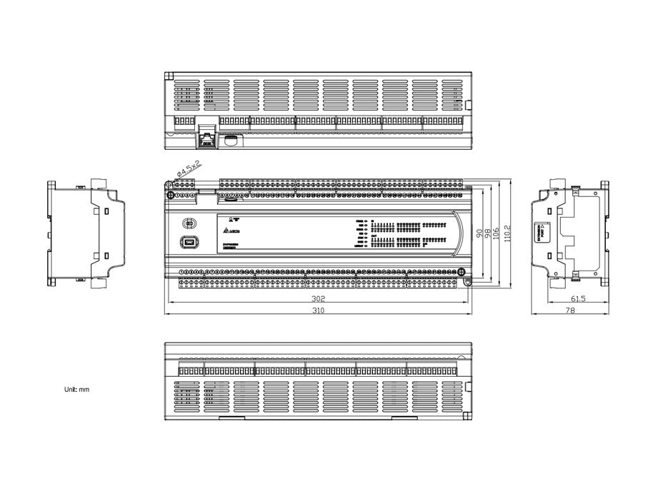 DVP80ES300T 40DI+40DO ES3 230VAC PLC Transit (NPN)