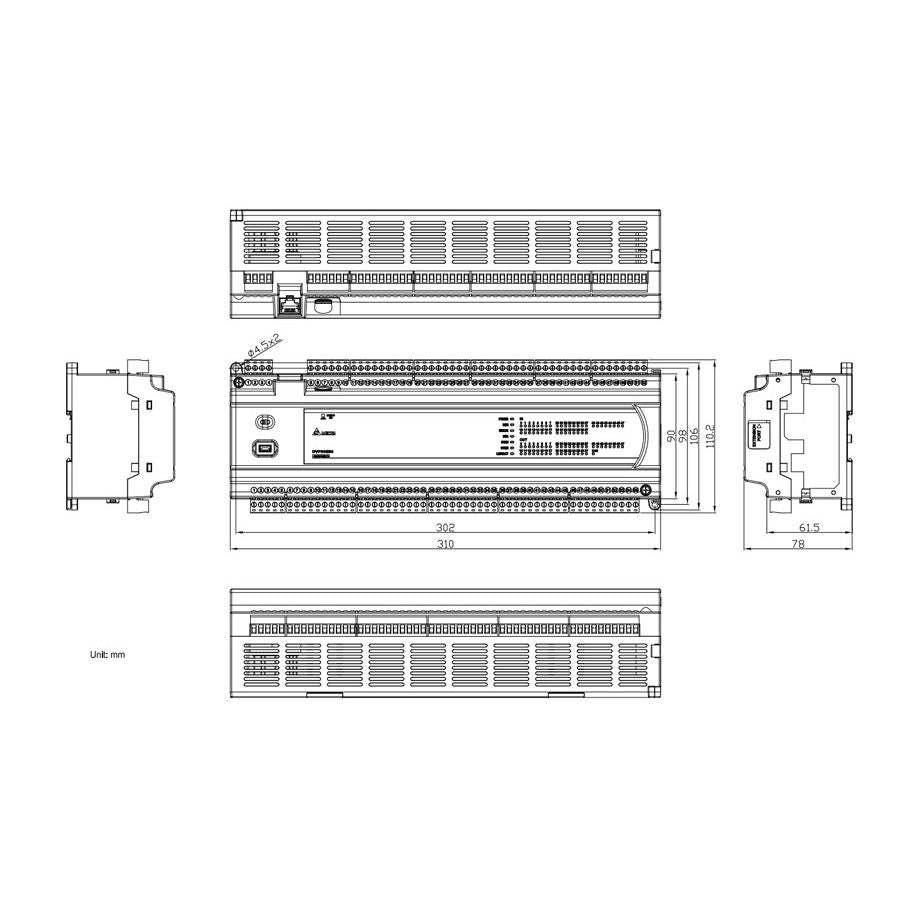 DVP80ES300T 40DI+40DO ES3 230VAC PLC Transit (NPN)