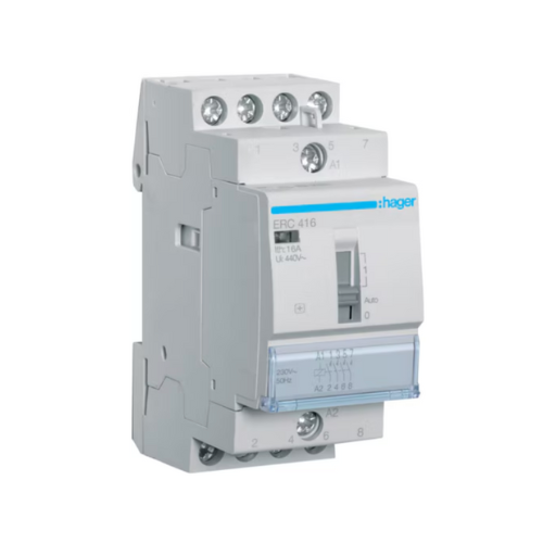 ERC416 16A 230V 4NO CONTACTOR c/w MANUAL OVERRIDE - Online Electrical