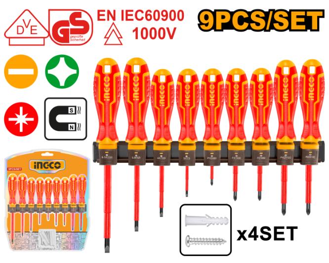 HKISD0908 SCREWDRIVER SET 9PCE 1000V