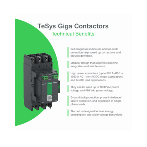 LC1G115LSEA 115A 3P Adv200-500V ACDC Contactor TeSys Giga