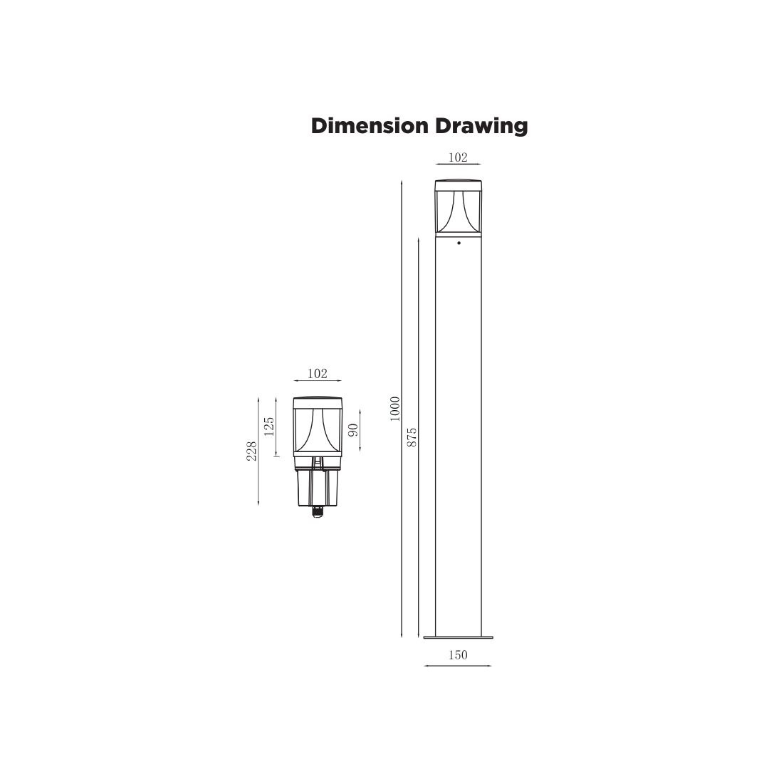 LED Bollard 12W 4CCT IP65 Round Black FB001
