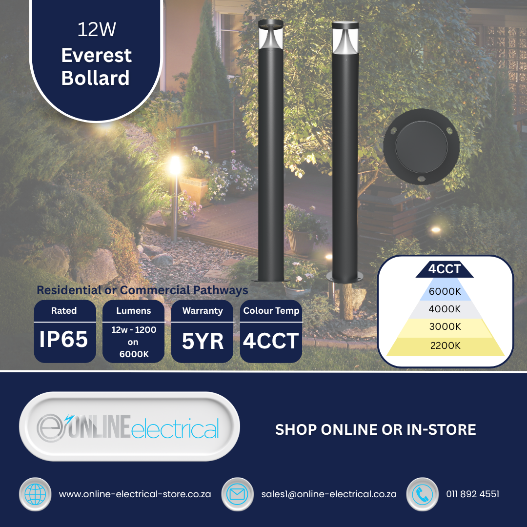 LED Bollard 12W 4CCT IP65 Round Black FB001