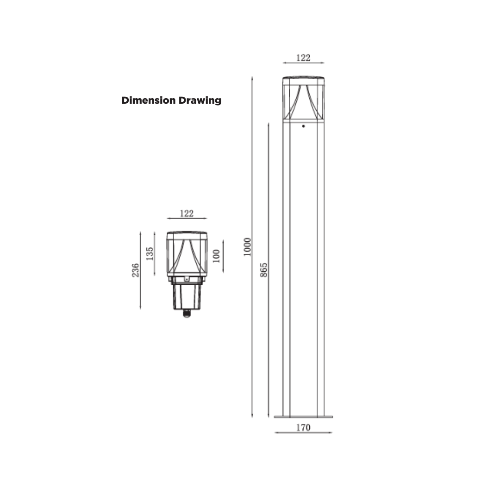 LED Bollard 12W 4CCT IP65 Square Black FB002