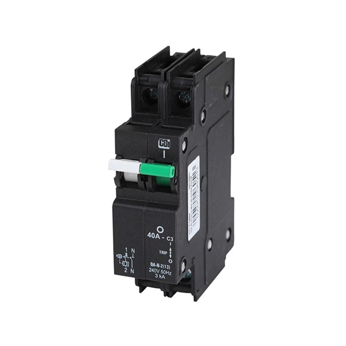 QA-N-2(13MM)30A 1P+N 3KA White/Green Breaker/Isolator