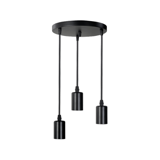 OL-PEND-RND-BK Black Aluminium 3X E27 Pendant