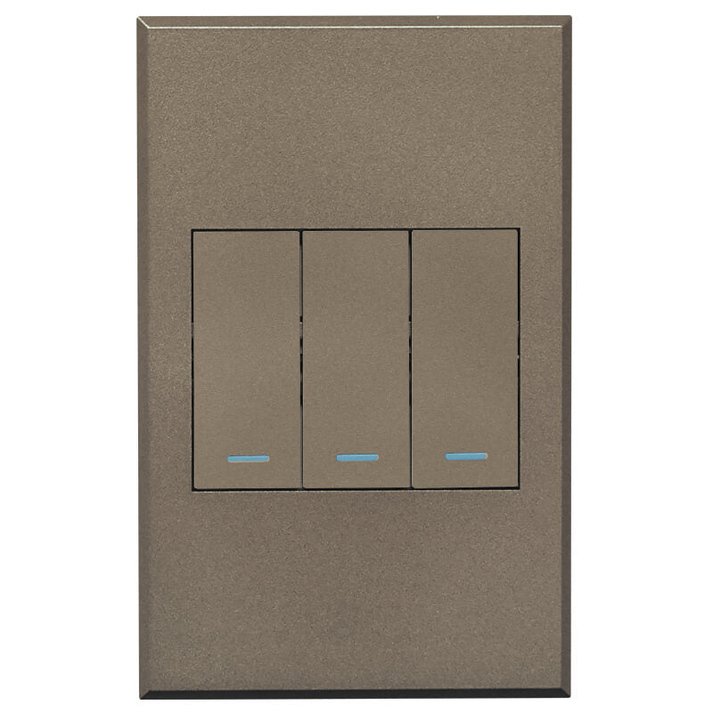 3V1022 3Lever 2x2way 1xBell Press Switch 100x50mm Veti3 - Colour Options