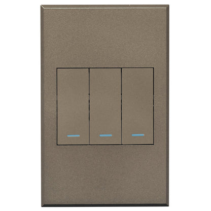 3V1022 3Lever 2x2way 1xBell Press Switch 100x50mm Veti3 - Colour Options