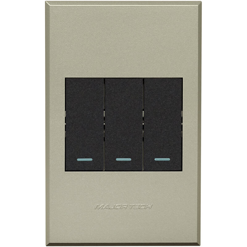 3V1022 3Lever 2x2way 1xBell Press Switch 100x50mm Veti3 - Colour Options