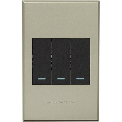 3V1022 3Lever 2x2way 1xBell Press Switch 100x50mm Veti3 - Colour Options