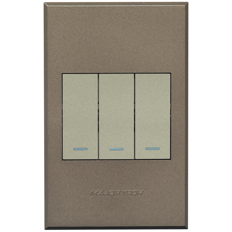 3V1022 3Lever 2x2way 1xBell Press Switch 100x50mm Veti3 - Colour Options