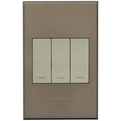 3V1022 3Lever 2x2way 1xBell Press Switch 100x50mm Veti3 - Colour Options