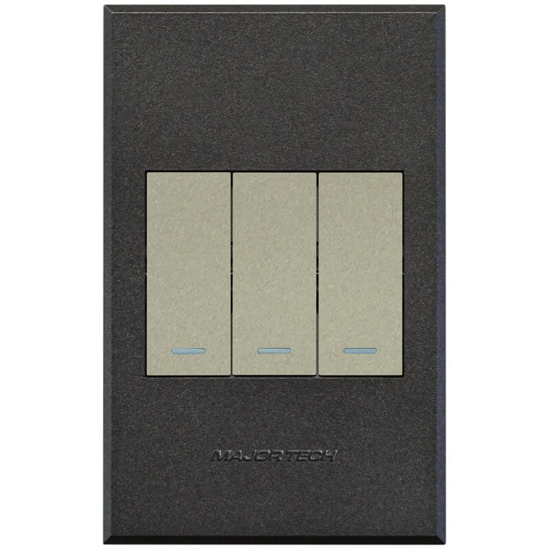 3V1022 3Lever 2x2way 1xBell Press Switch 100x50mm Veti3 - Colour Options
