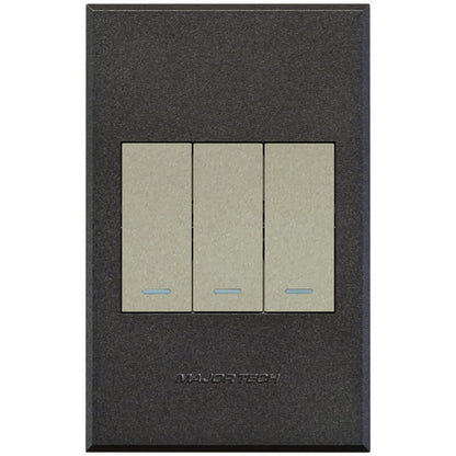 3V1022 3Lever 2x2way 1xBell Press Switch 100x50mm Veti3 - Colour Options
