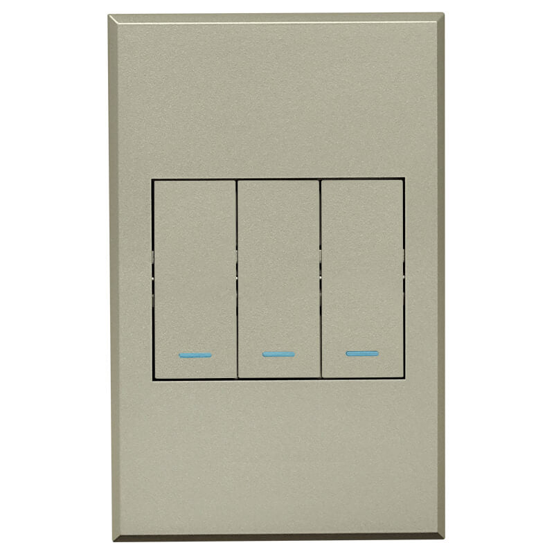 3V1022 3Lever 2x2way 1xBell Press Switch 100x50mm Veti3 - Colour Options