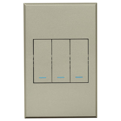 3V1022 3Lever 2x2way 1xBell Press Switch 100x50mm Veti3 - Colour Options