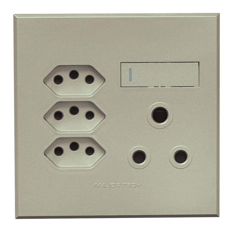 1x16A + 3x Euro Slim Socket Outlet 100x100mm Veti - Colour Options