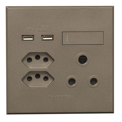 1x16A + 2x Euro Slim Socket Outlet + 2xUSB 100x100mm Veti3 - Colour Options