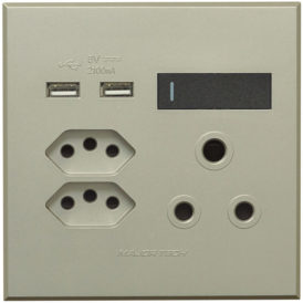 1x16A + 2x Euro Slim Socket Outlet + 2xUSB 100x100mm Veti3 - Colour Options