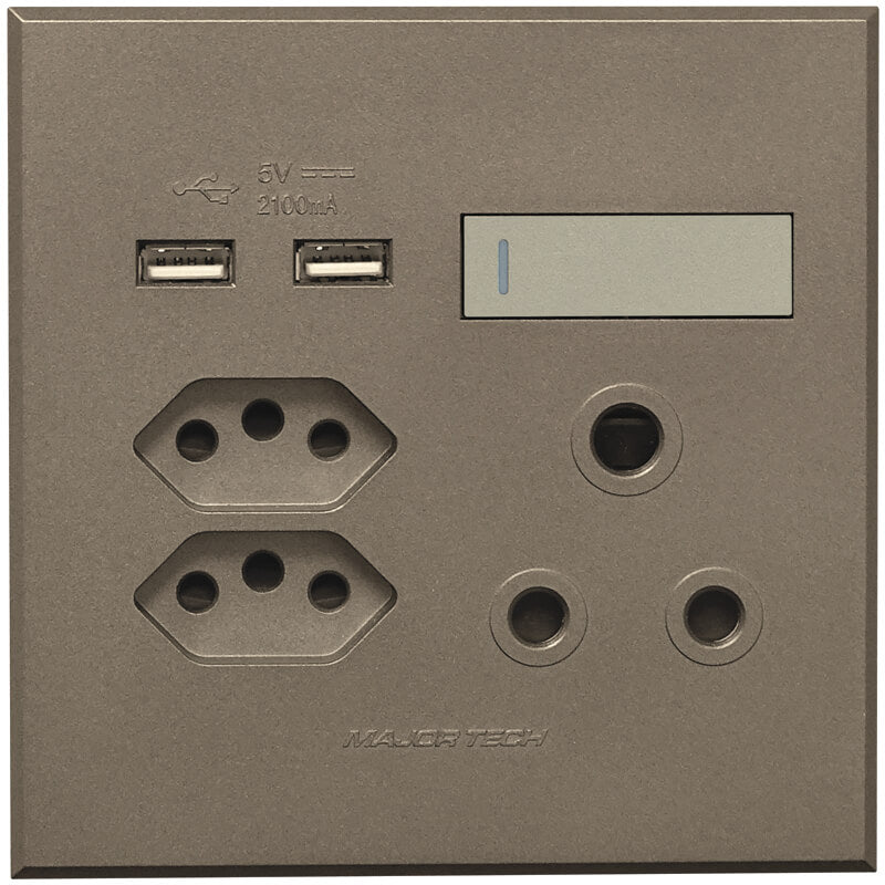 1x16A + 2x Euro Slim Socket Outlet + 2xUSB 100x100mm Veti3 - Colour Options