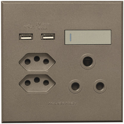 1x16A + 2x Euro Slim Socket Outlet + 2xUSB 100x100mm Veti3 - Colour Options
