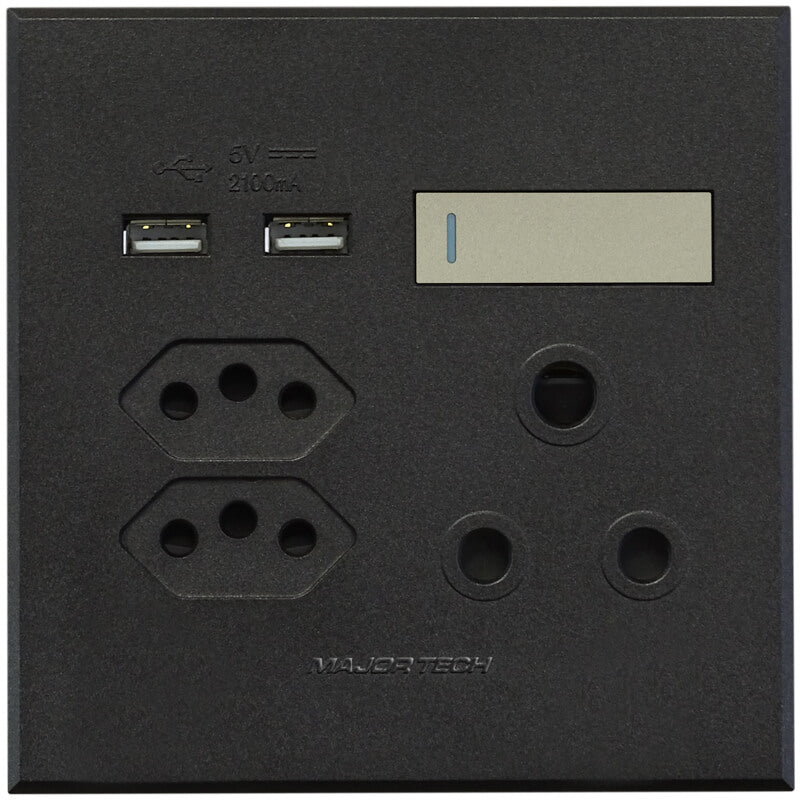 1x16A + 2x Euro Slim Socket Outlet + 2xUSB 100x100mm Veti3 - Colour Options