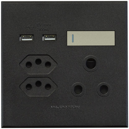1x16A + 2x Euro Slim Socket Outlet + 2xUSB 100x100mm Veti3 - Colour Options
