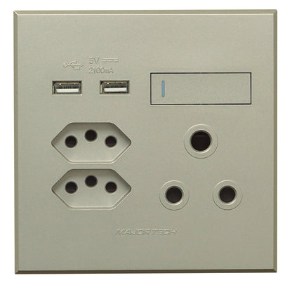 1x16A + 2x Euro Slim Socket Outlet + 2xUSB 100x100mm Veti3 - Colour Options