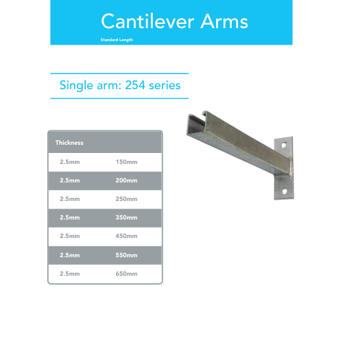 Cantilever Arms Single 254 series - Variant Lengths