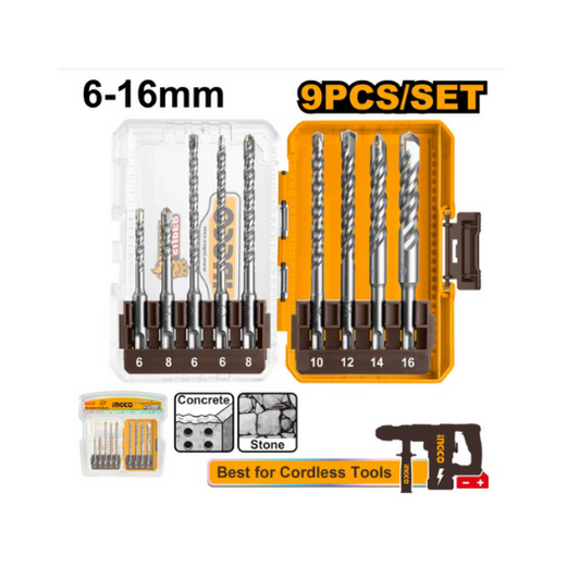 AKDL30906 9 Piece SDS Plus Hammer Drill Bit Set