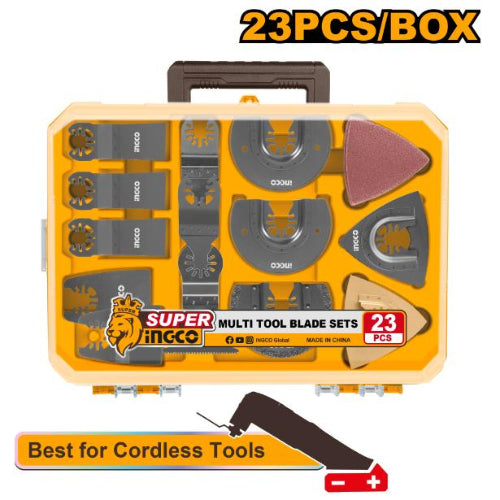 Super Meco multi-tool blade set with 23 pieces in a carrying case 