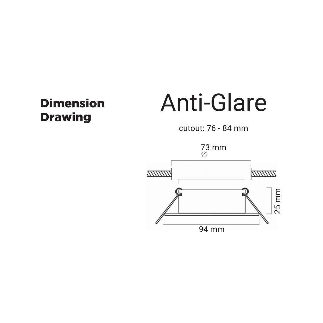 Downlight R216 Black Anti Glare 80MM