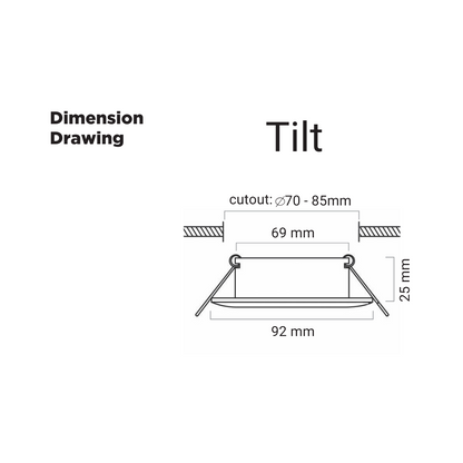 Downlighter R204 Black Tilt 90MM