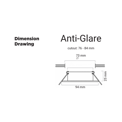 Downlighter R215 White Anti Glare 80MM