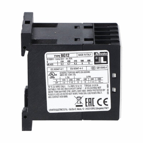 BG1210 12A 3Pole 4KW 1NO Miniature Contactor