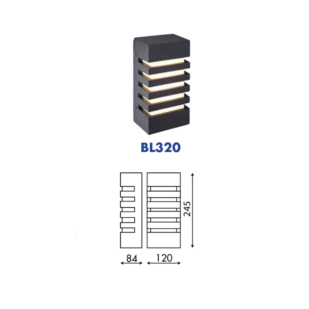 BL320 1xE27 Die cast Aluminium Wall Light Black