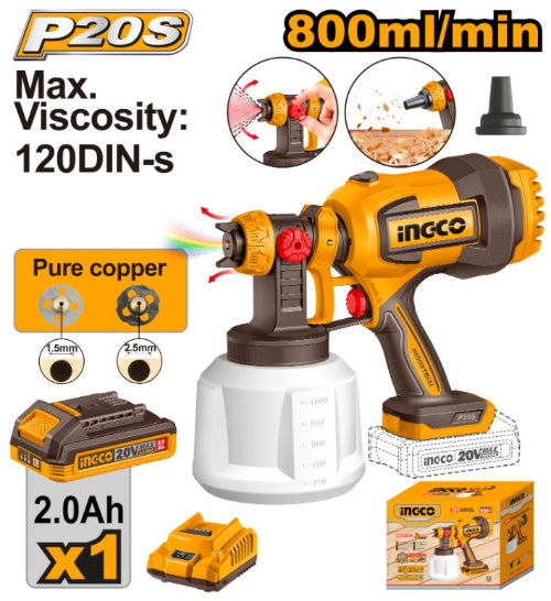 CSGLI20042 Spray Gun 20V PS+C/L + 5PCE Kit