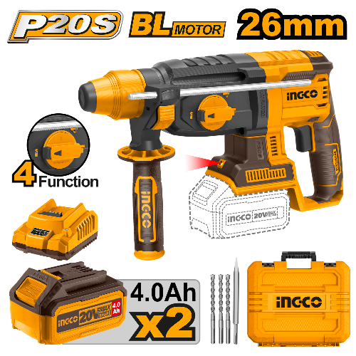 INGCO CRHLI202287 20V PS+ ROTARY HAMMER KIT - Online Electrical