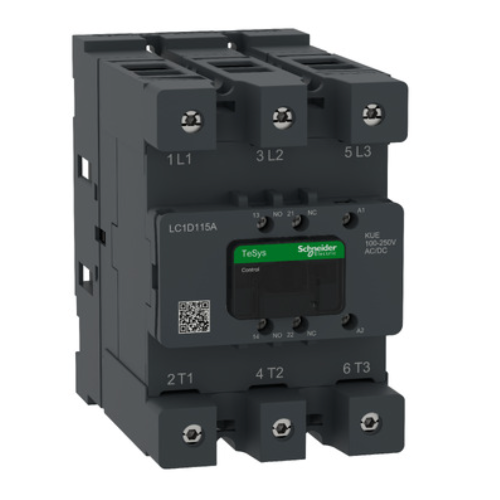 Contactor, Tesys Deca Advanced, 3P(3NO), 75hp at 480V, 115A, 100-250V AC/DC coil, Everlink