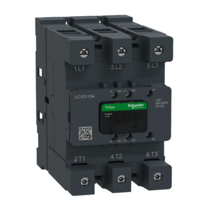 Contactor, Tesys Deca Advanced, 3P(3NO), 75hp at 480V, 115A, 200-500V AC/DC coil, Everlink