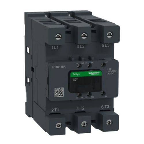 Contactor, Tesys Deca Advanced, 3P(3NO), 75hp at 480V, 115A, 200-500V AC/DC coil, Everlink