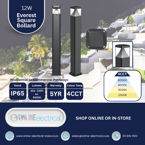 LED Bollard 12W 4CCT IP65 Square Black FB002
